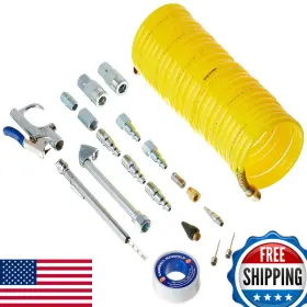 Campbell Hausfeld B00flcbxn0 Air Compressor Accessory Kit 20pc Recoil Hose Quick