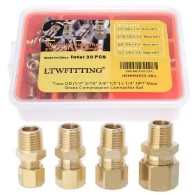 Ltwfitting B0b6164n69 Assortment Kit Tube Od 1/4 5/16 3/8 1/2 X Male Npt Brass