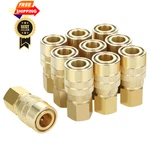 Joroy Brass Air Hose Fittings, Industrial M-type Plug, 1/4 Fnpt, Gold. Fixed Price $44.99.